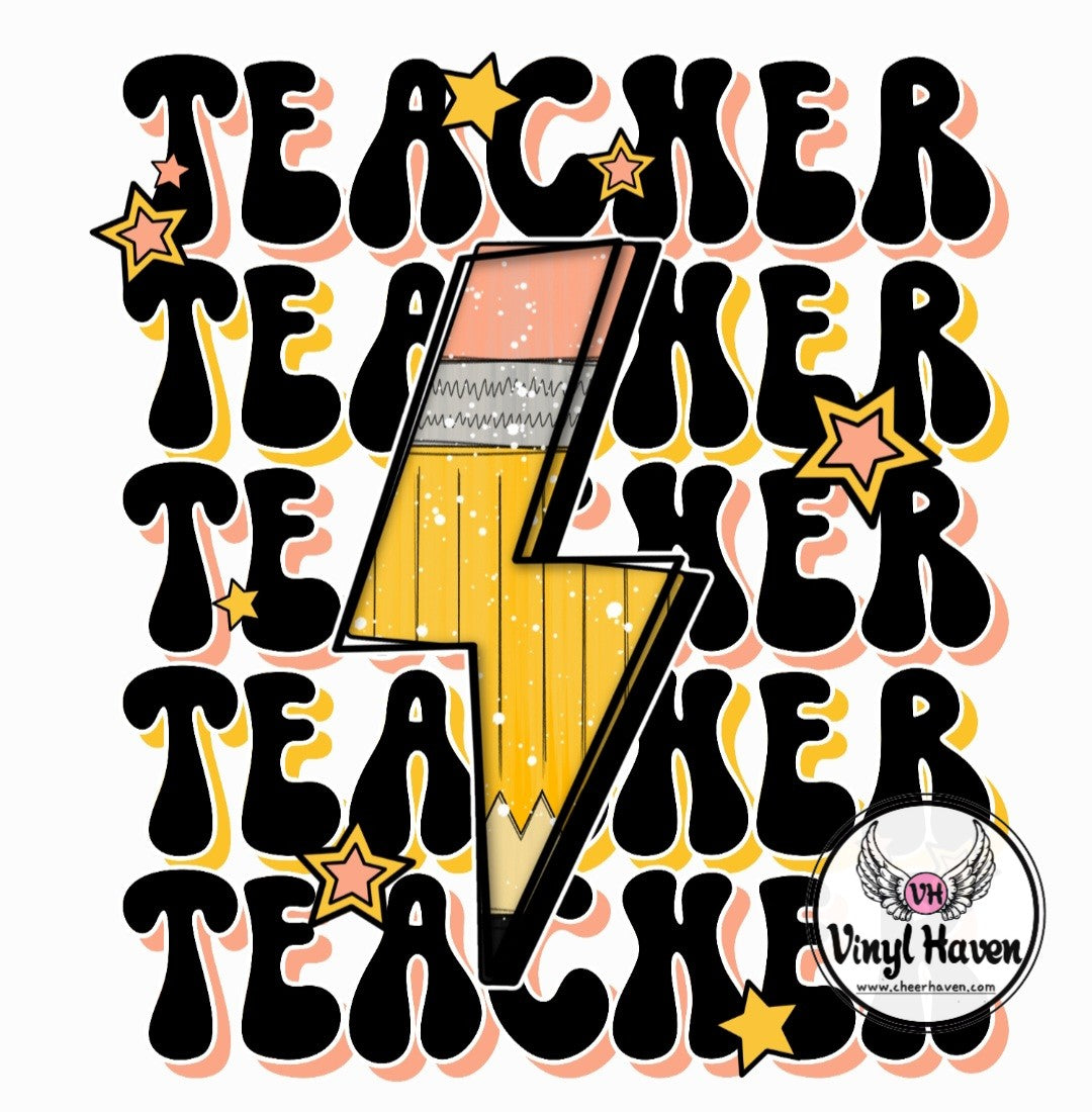 Retro Lightning Bolt and Tie Dye School Spirit Design – Peaches