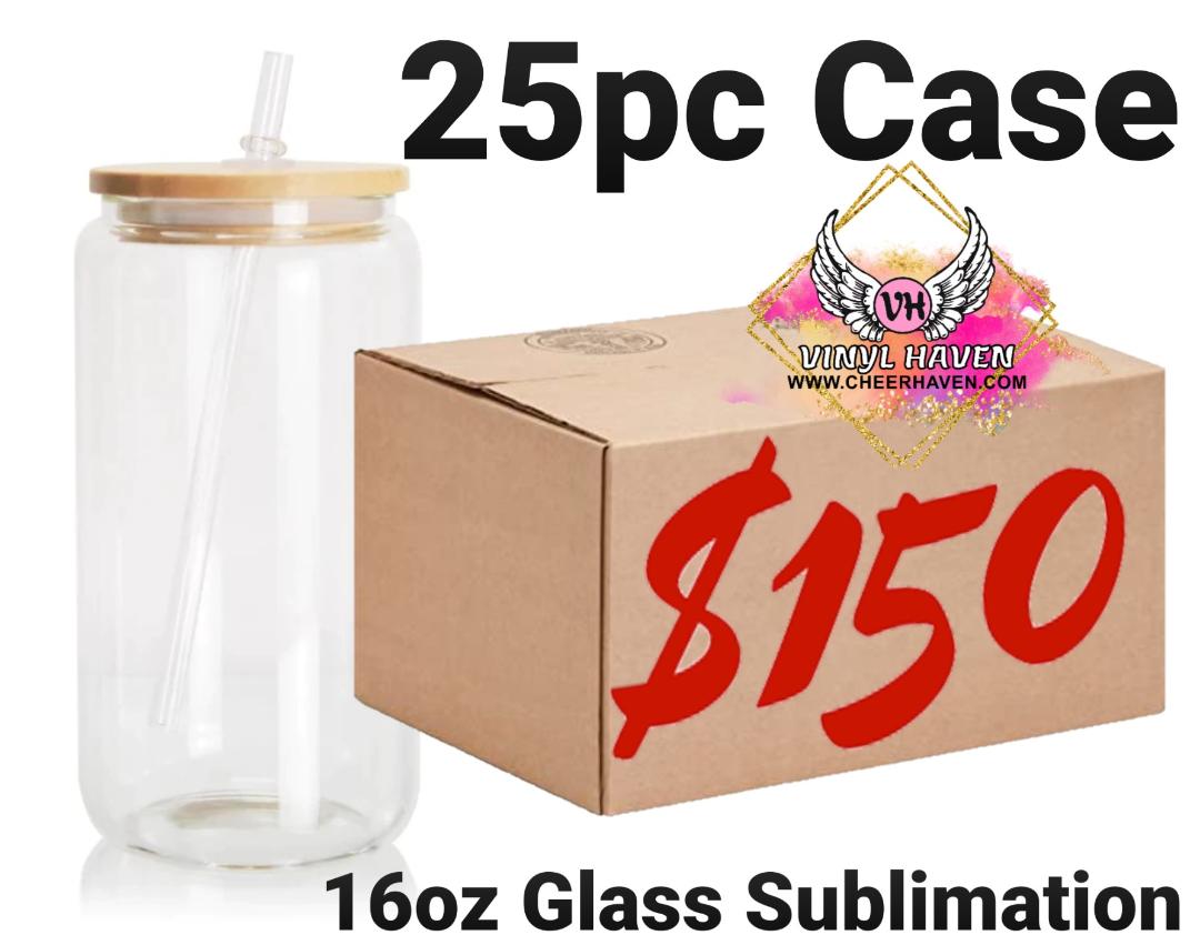  AGH 25 Pack 16oz Clear Sublimation Glass Cups with