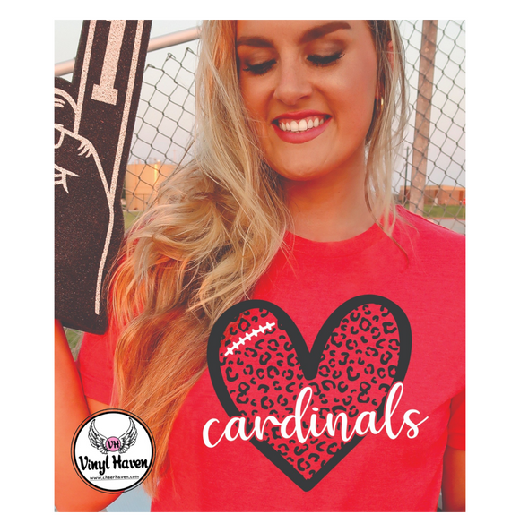 DTF Print * Cardinals leopard heart