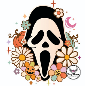 DTF Print * Halloween * Scary Mask with flowers