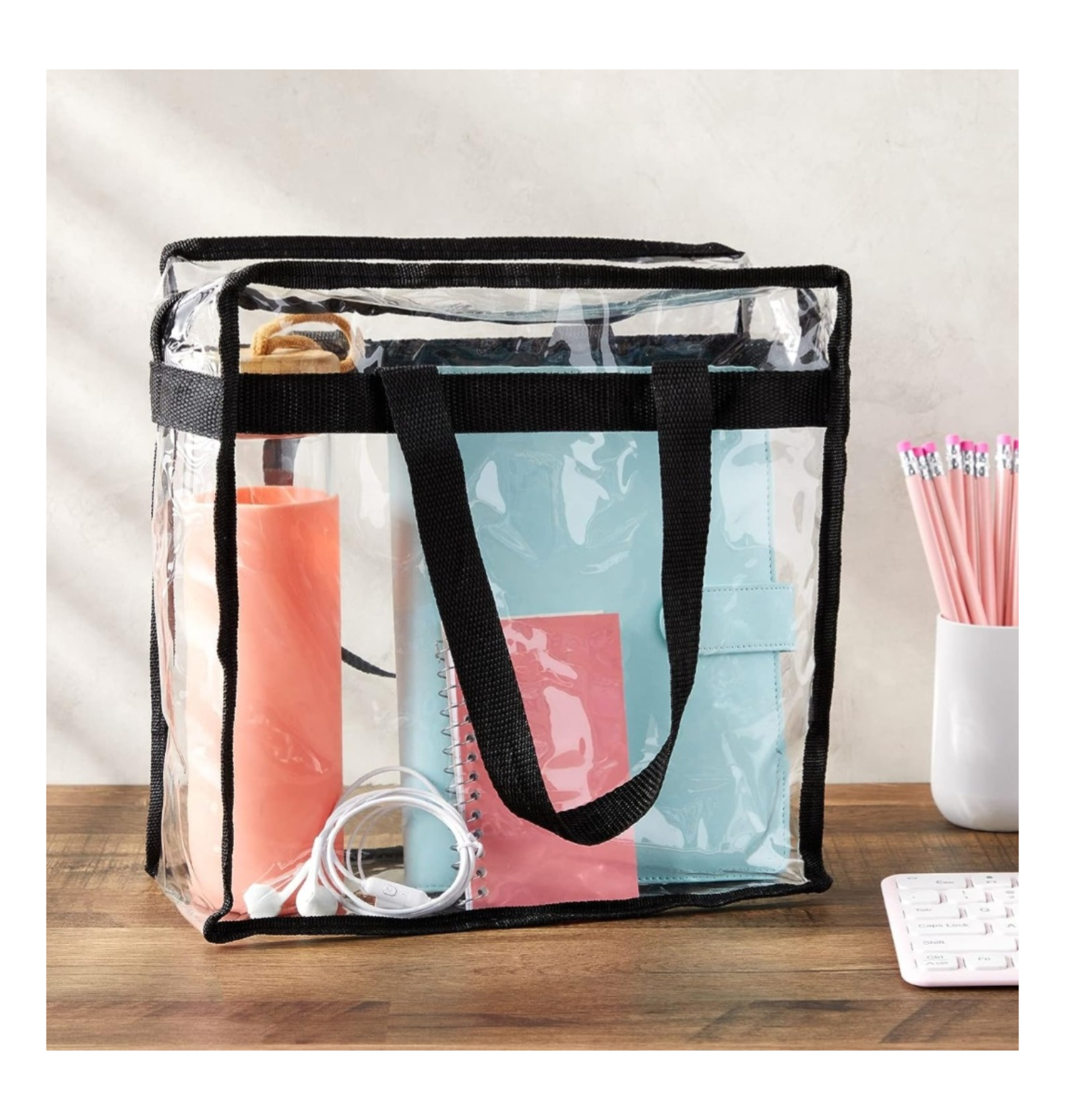 Clear Tote Bags with Zipper 12 x 12 x 6 Inches Stadium Approved Cheer Haven LLC