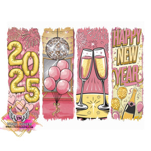 DTF Print * NEW YEARS * 2025 New Year clock & Champagne