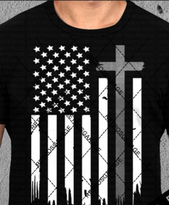 DTF Print * 4th of July * Cross Flag