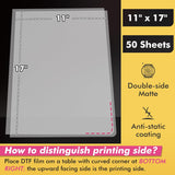 KOALA PAPER DTF Transfer Film 11 x 17 Inch, 50 Sheets DTF Paper for DTF and Sublimation Inkjet Printers