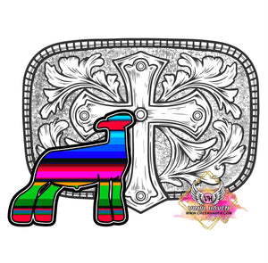 DTF print * Western * Belt buckle Serape Lamb