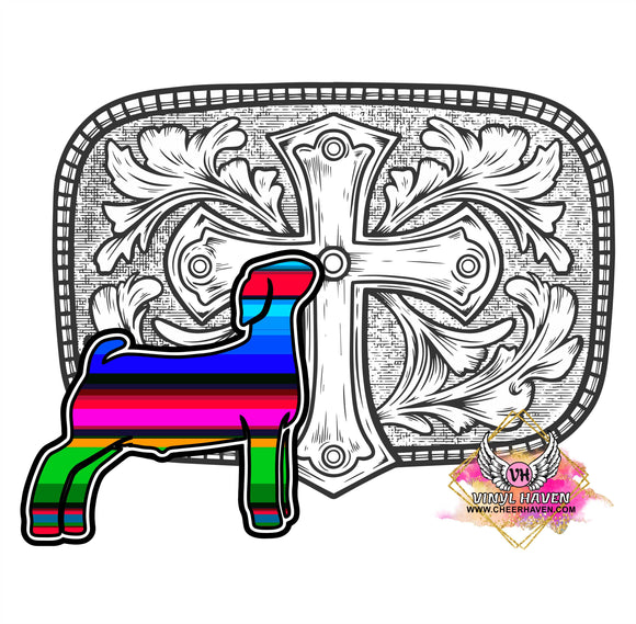 DTF print * Western * Belt buckle Serape Goat