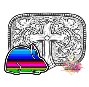 DTF print * Western * Belt buckle Serape Rabbit