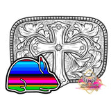 DTF print * Western * Belt buckle Serape Rabbit