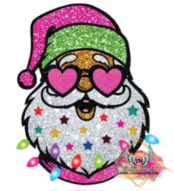 DTF Print * Christmas * Pink Glittery Santa ( Not Real Glitter)