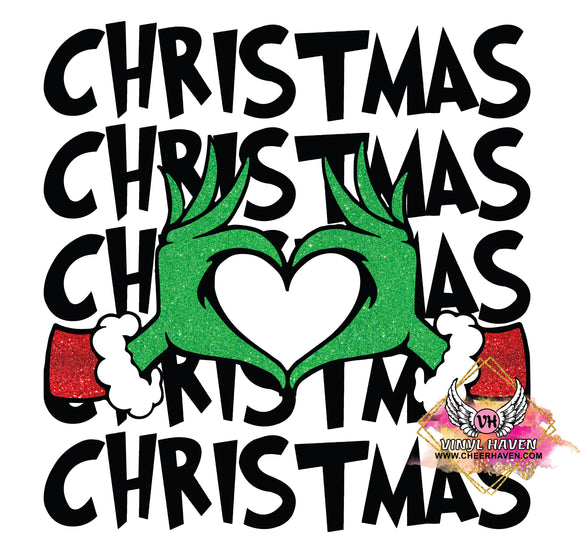 DTF Print * Christmas * Christmas Green hands heart