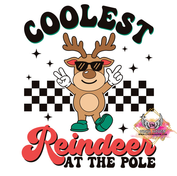 DTF Print * Christmas * Coolest Reindeer at the pole