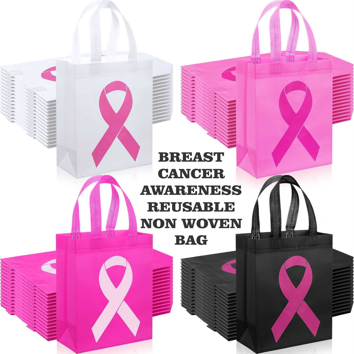 Cancer awareness * Pink Ribbon RESUSABLE NON WOVEN BAG – Cheer Haven LLC.