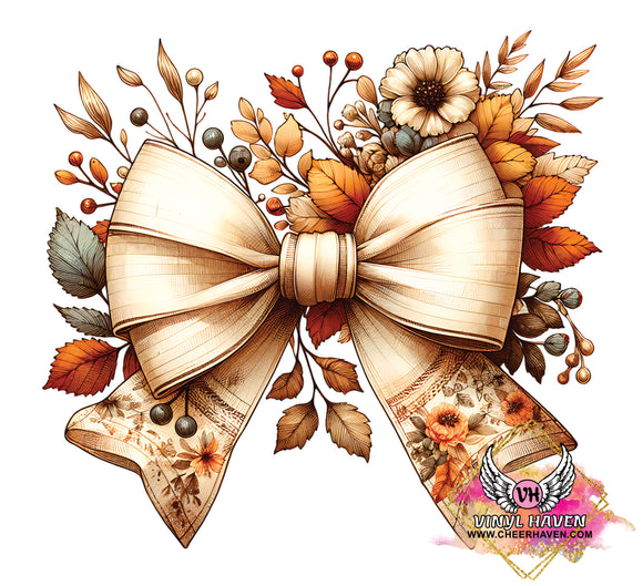 DTF Print * Fall * Coquette White fall bows with flowers