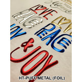 3D Puff FOIL Heat Transfer Vinyl 4 colors (20" x 12" sheet)