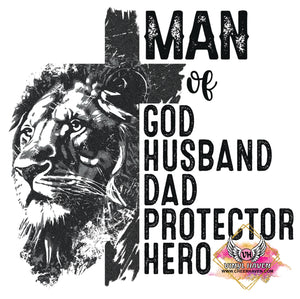 DTF Print * Fathers Day * Man of God Lion Cross