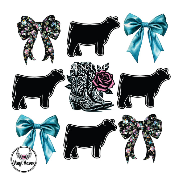 DTF print * Western * Coquette bows Heifer Cow