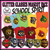 DTF Print * BacK To School * School Pride * GLITTER GLASSES MASCOT FACE (HIGH SCHOOLS)