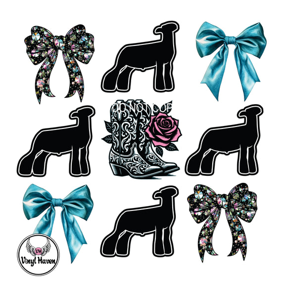 DTF print * Western * Coquette bows Lamb