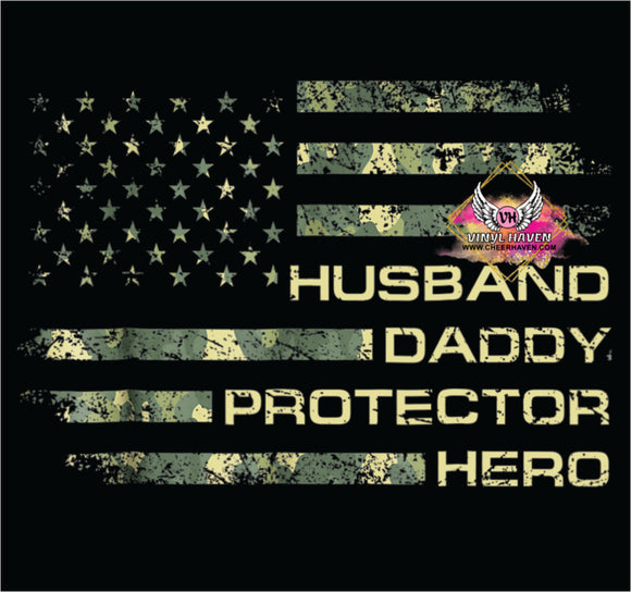 DTF Print * Husband Daddy camo Flag * Fathers Day