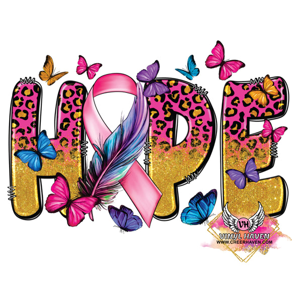 DTF Print * Cancer Awareness * Hope feather ribbon