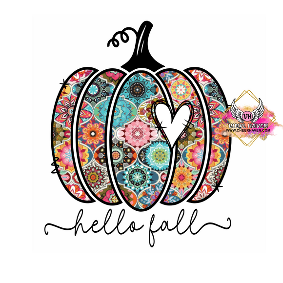 DTF Print * Fall * Hello fall colorful pumpkin