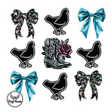 DTF print * Western * Coquette bows Chicken