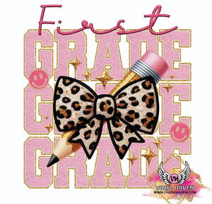 DTF Print * Back to School * Pencil Leopard bow * First Grade