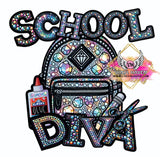 DTF Print * Back to School * School Diva Faux Rhinestone