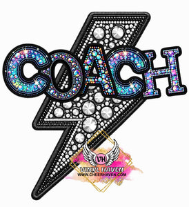 DTF Print * Back to School * Faux Rhinestones Lightning Bolt Coach