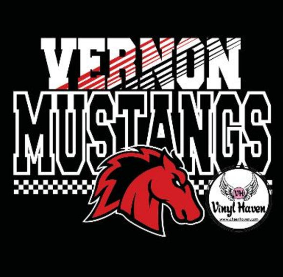 DTF Print * Back to School * Spirit Shirt design * Vernon Mustangs