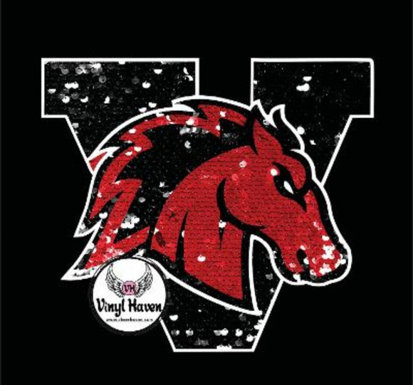 DTF Print * Realistic Texture Faux Sequins * Vernon Mustangs