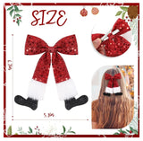 Santa Sequins Hair Bow * Christmas