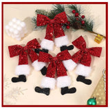 Santa Sequins Hair Bow * Christmas