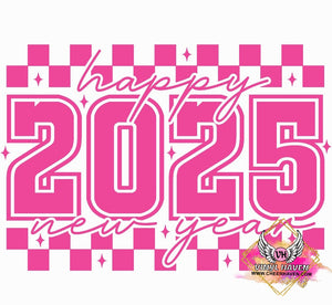 DTF Print * NEW YEARS * 2025 Pink checkered