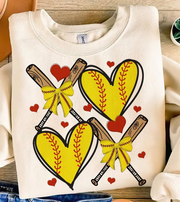 DTF Print * Back to School * Softball XOXO hearts