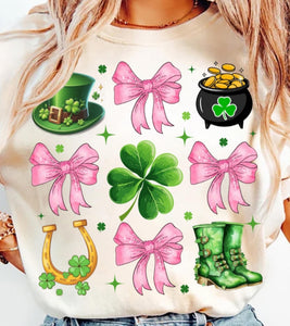 DTF Print * St. Patrick's Day * Pink Bows, pot, boots & accessories