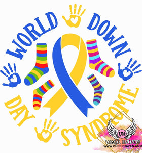 DTF Print * Down Syndrome Awareness * World Down Syndrome Day Circle Awareness ribbon and socks