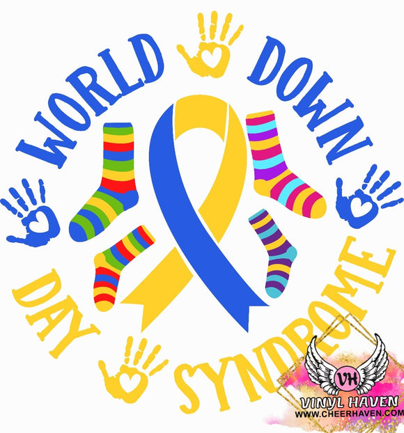 DTF Print * Down Syndrome Awareness * World Down Syndrome Day Circle Awareness ribbon and socks