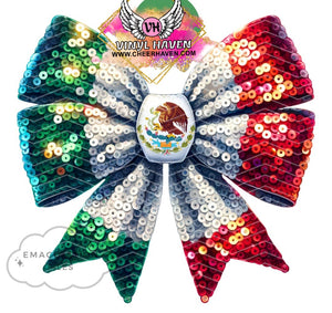 DTF Print * Mexico * Mexican Faux sequins Coquette bow * Mexico Flag