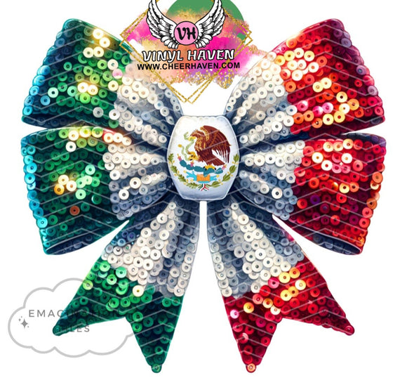 DTF Print * Mexico * Mexican Faux sequins Coquette bow * Mexico Flag