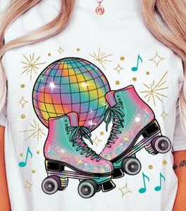 DTF Print * Retro * Disco ball & skates