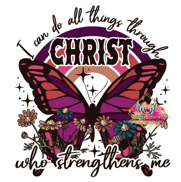 DTF Print * Religious * I can do all things through Christ Butterfly