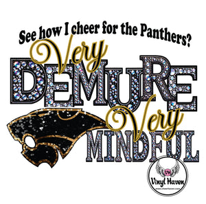 DTF Print * Back to School * Faux Rhinestone Demure Panthers