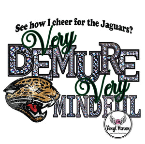 DTF Print * Back to School * Faux Rhinestone Demure Jaguars