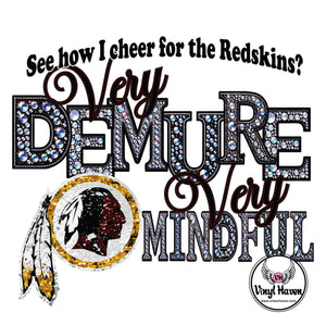 DTF Print * Back to School * Faux Rhinestone Demure Redskins