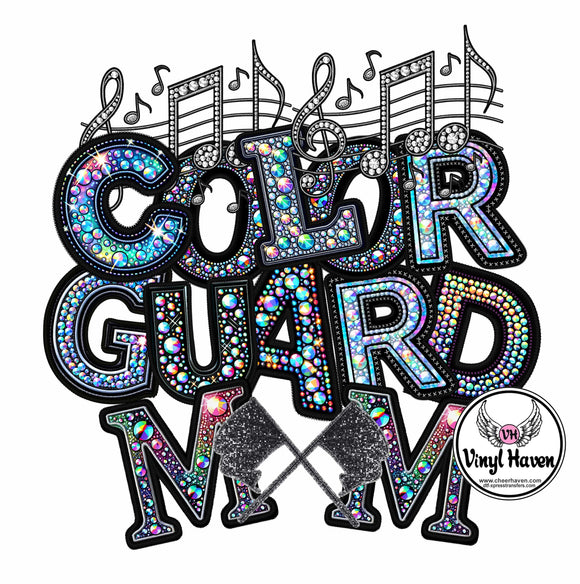 DTF Print * Back to School * Faux Rhinestones Colorguard Mom