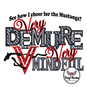 DTF Print * Back to School * Faux Rhinestone Demure Mustangs