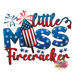 DTF Print * 4th of July * Little Miss Firecracker