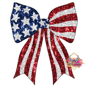 DTF Print * 4th of July * American Flag Bow