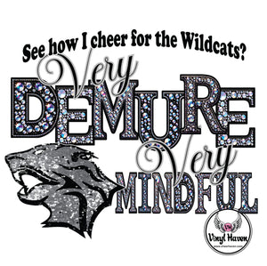 DTF Print * Back to School * Faux Rhinestone Demure Wildcat